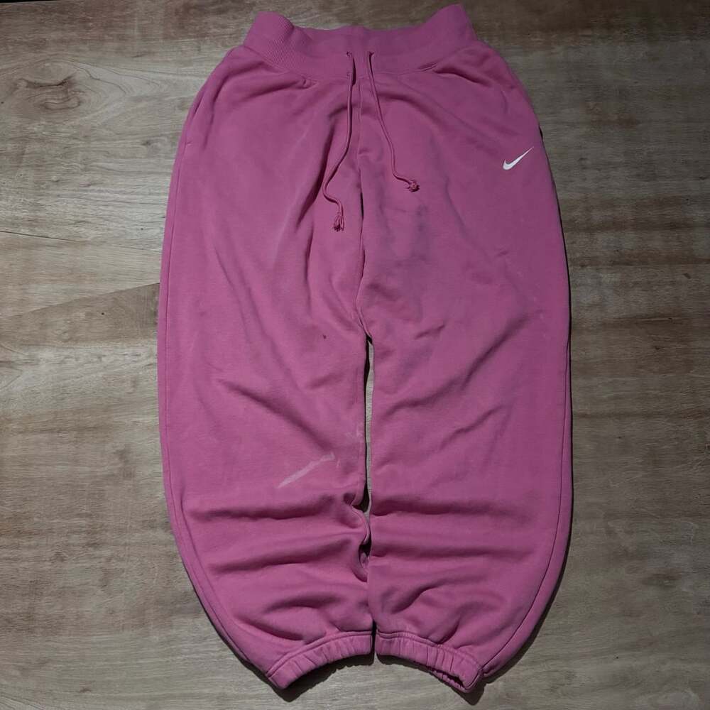 Nike Pink Mini Swoosh Fleece Sweatpants Medium Baggy Joggers Streetwear